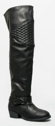 Qupid TREVOR-32 Quilted Knee Pad Thigh High Over the Knee Biker Boot