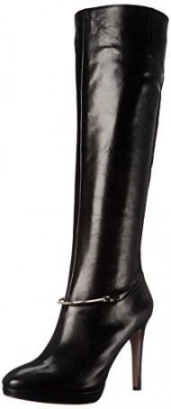 Nine West Women’s Pearson Leather Knee High Boot, Black, 7.5 M US