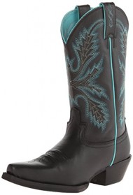 Justin Boots Women’s Stampede Sliver Collection Riding Boot, Black Deer Cow, 7.5 B US