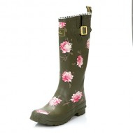 Joules Welly Print Grape Peony Green Women’s Rain Snow Boots (6 US)