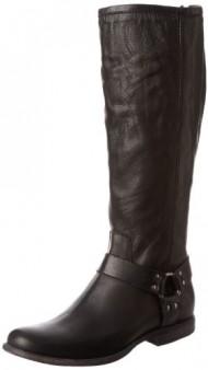 FRYE Women’s Phillip Harness Tall Boot: Wide Calf, Black Soft Vintage Leather Wide Calf, 8.5 M US