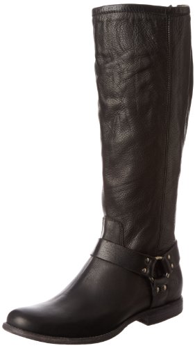 FRYE Women's Phillip Harness Tall Boot: Wide Calf, Black Soft Vintage ...