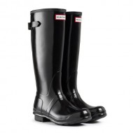 Womens Hunter Original Adjustable Back Gloss Rain Snow Wellington Boot – Black – 9