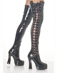 Black Lace Up Side Sexy Thigh High Boot – 13