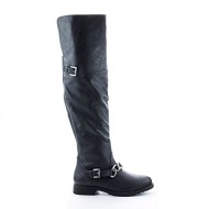 Kacy26 Black Round Toe Over The Knee Chained Riding Boots-7