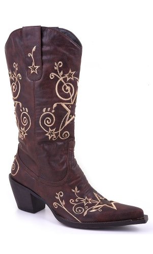 Roper Women’s Stars and Stones Western Boot,Brown,9 M US