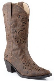 Roper Women’s Snippy Glitter Western Boot,Vintage Brown,11 M US