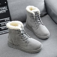 YH Women’s Winter Warm Snow Boots Lace up Short Ankle Boots Grey 40