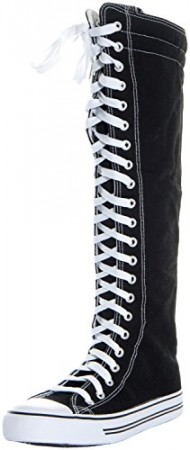 West Blvd Womens Sneaker Knee High Lace Up Boots
