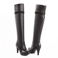 Charm Foot Fashion Womens Platform High Heel Over the Knee Boots (8.5, Black)