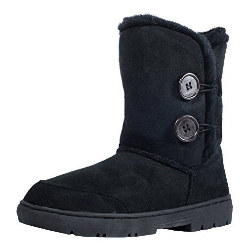 Clpp’li women snow boots Button Fully Fur Lined Waterproof Winter Snow Boots-Black-9