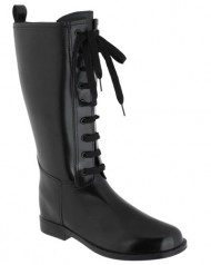 Capelli New York Solid Lace Up With Eyelets And Pull Loop Ladies Tall Equestrian Rain Boot Black 9