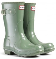 Hunter Womens Original Short Gloss Wellington Boots – Moss Green