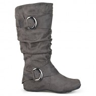 Brinley Co. Womens Buckle Knee-High Slouch Boot In Regular and Wide-Calf Sizes Grey 10
