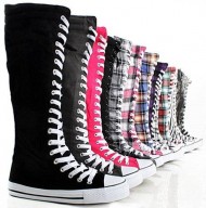 Women’s Tall Canvas Lace Up Knee High Sneakers