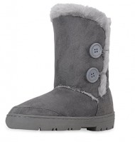 Clpp’li Womens Twin Button Fully Fur Lined Waterproof Winter Snow Boots-Grey-8