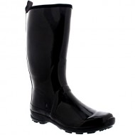 Womens Contrast Sole Tall Rubber Gloss Winter Snow Rain Wellies Boots