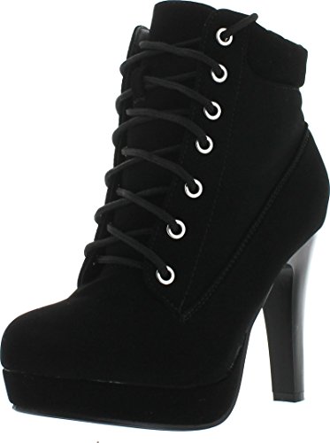 Polish Military Lace Up Platform Chunky High Heel Ankle Booties