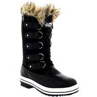 Womens Fur Cuff Lace Up Rubber Sole Tall Winter Snow Rain Shoe Boots – 9 – BLT40 YC0071