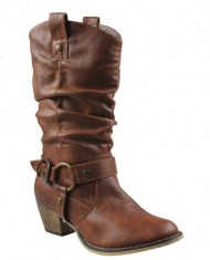 Refresh Women Wild-02 Western Style Cowboy Boots,Tan,9