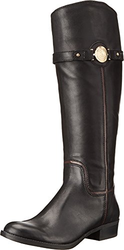 Tommy Hilfiger Women's Dabia Riding Boot Black Leather 8.5 M | Pretty ...