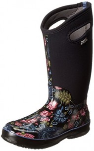 Bogs Women’s Classic Tall Winter Blooms Waterproof Insulated Boot, Black Multi, 9 M US
