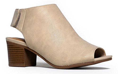 Peep Toe Stacked Heel Back Cutout Velcro Strap Ankle Boot Bootie