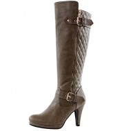 West Blvd Boston Quilted Riding Boots, Taupe Pu, 7.5