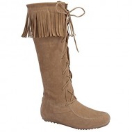 Forever Baylee-09 Women’s Fashion Fringe Lace Up Knee High Boots