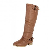 COCO 1 Womens Buckle Riding Knee High Boots,Coco-01v4.0 Tan 9