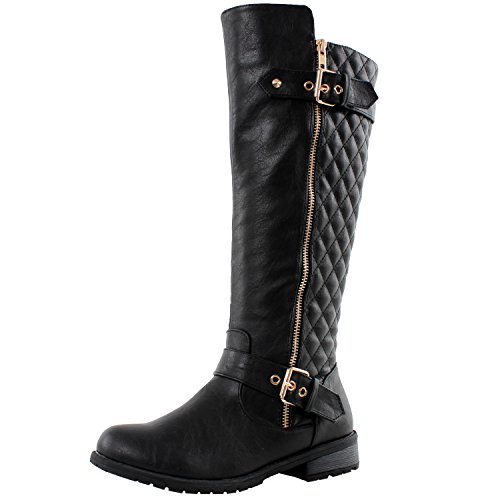 West Blvd Atlanta Quilted Riding Boots, Black Pu, 10 | Pretty In Boots ...