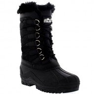 Womens Nylon Cold Weather Waterproof Snow Duck Winter Rain Fur Cuff Lace Boot – 9 – BLK40 YC0132